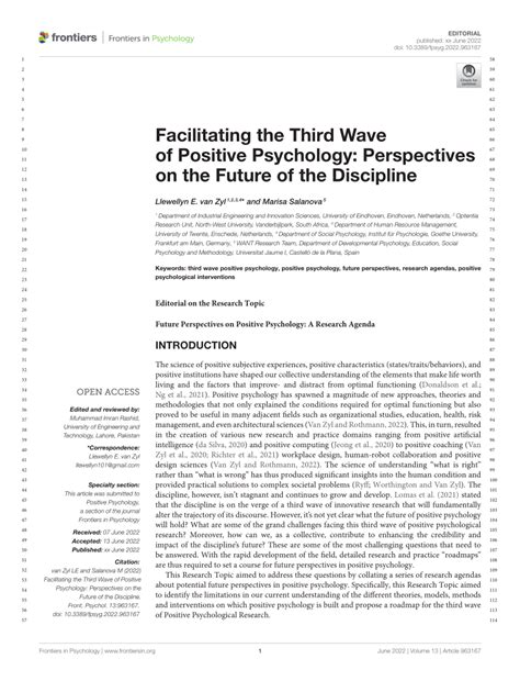 Editorial: Facilitating the Third Wave of Positive Psychology 